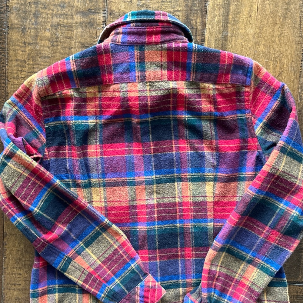 L.L. Bean Signature 100% cotton multicolored  plaid flannel tunic sz Small - Picture 4 of 5